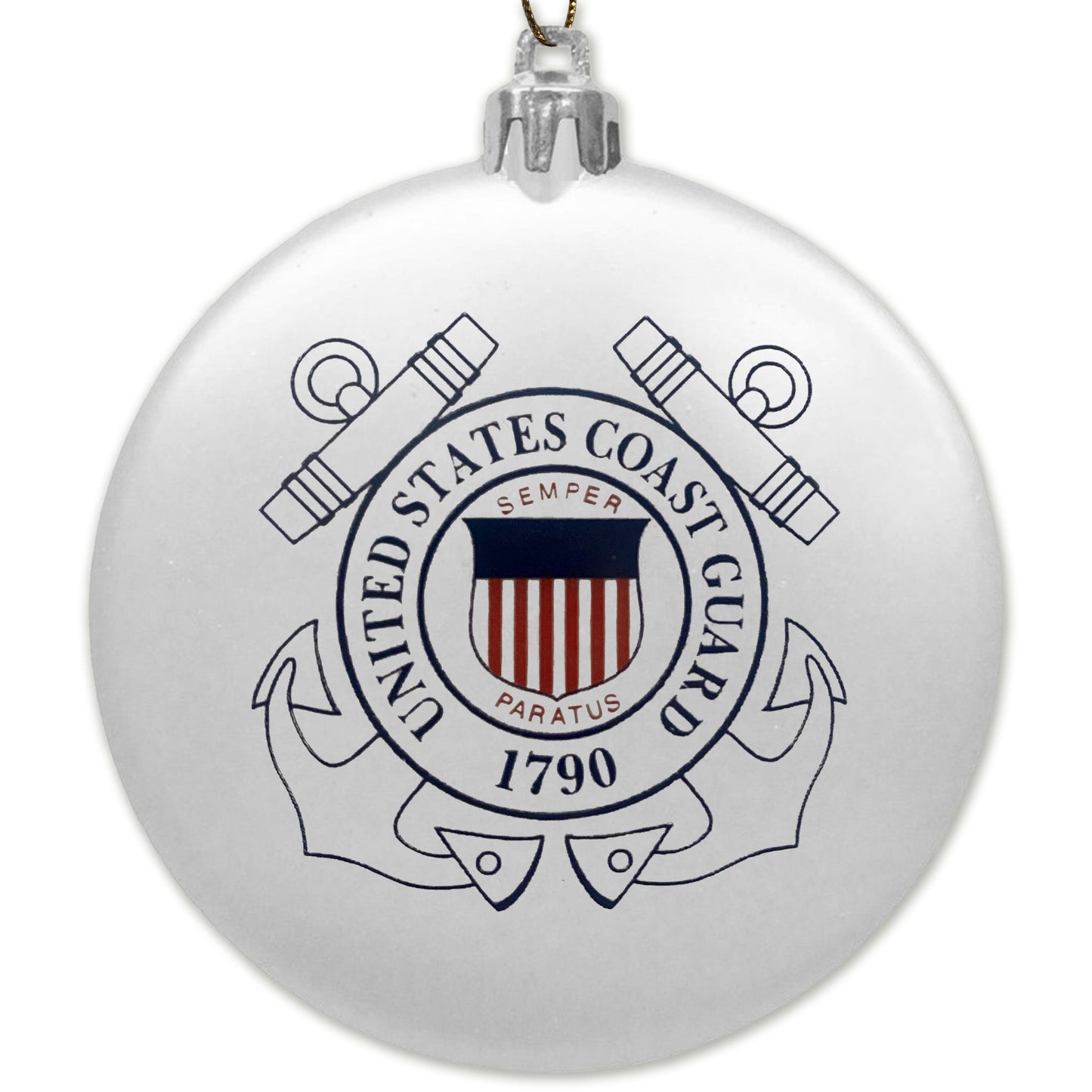 Coast Guard 2025 Seal 3" Satin Finish Flat Shatterproof Ornament (White)