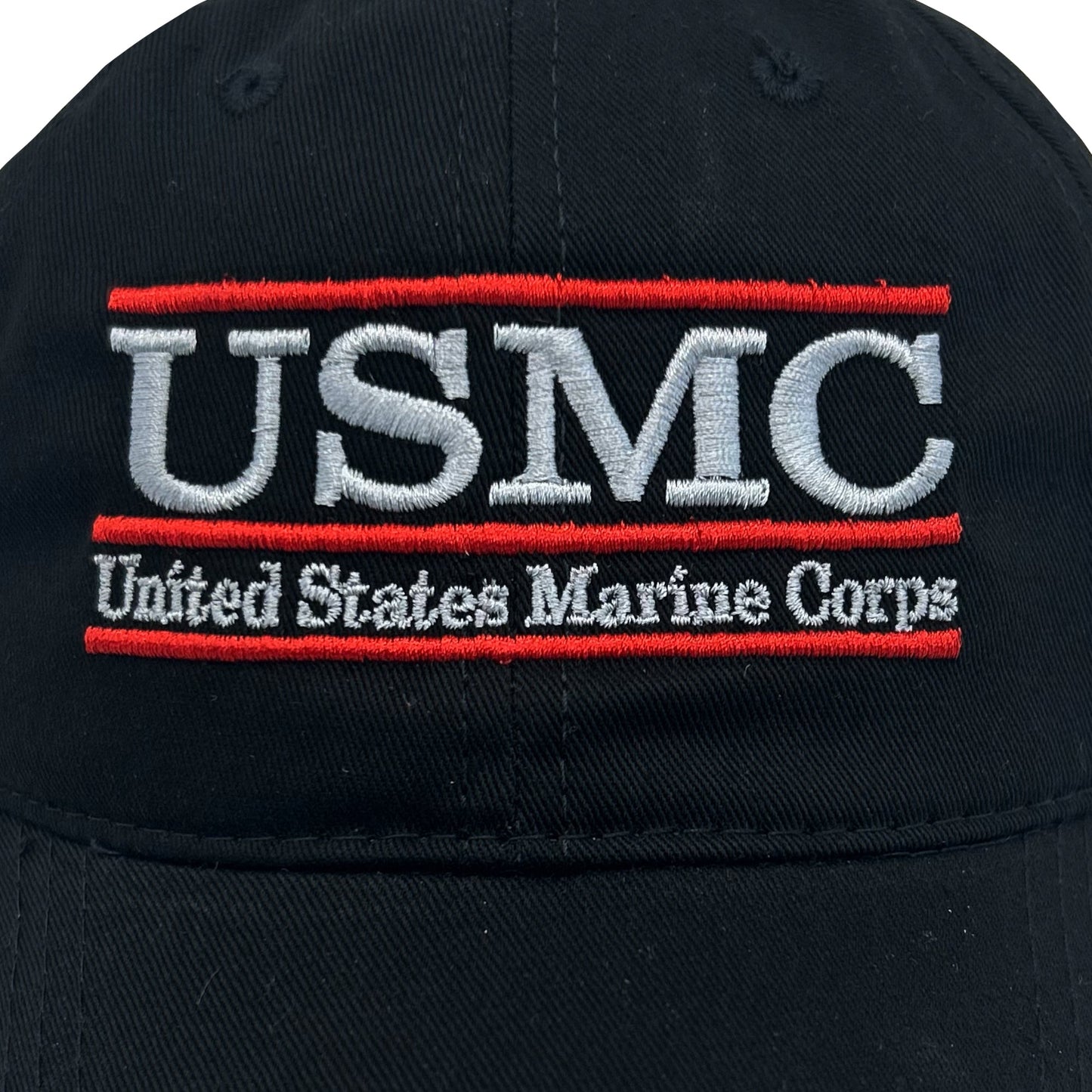 USMC Garment Washed Twill Bar Hat (Black)