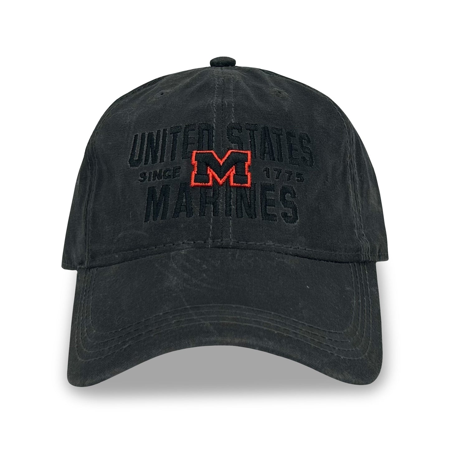 United States Marines Solid Waxed Cotton Hat (Washed Black)