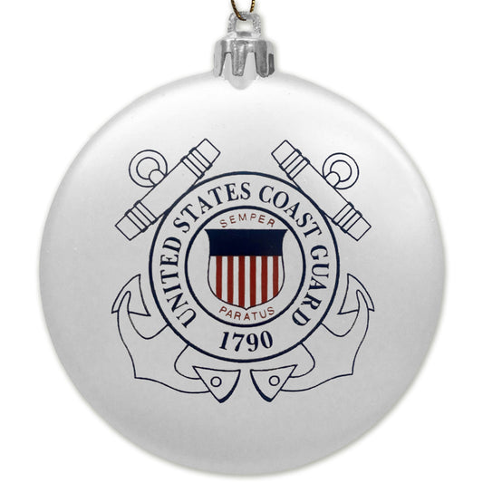 Coast Guard 2025 Seal 3" Satin Finish Flat Shatterproof Ornament (White)