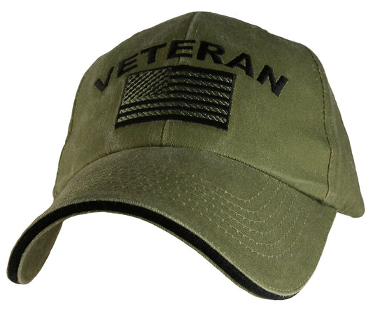 CAP-VETERAN W/ AMERICAN FLAG (ODGN)-4